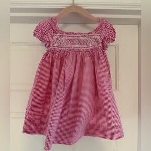 Ralph Lauren Smocked Pink and White Gingham Baby Dress Size 12 Months